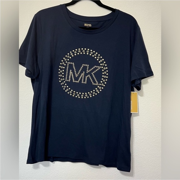 Michael Kors Midnight Blue Tee with Gold Logo - Picture 1 of 4